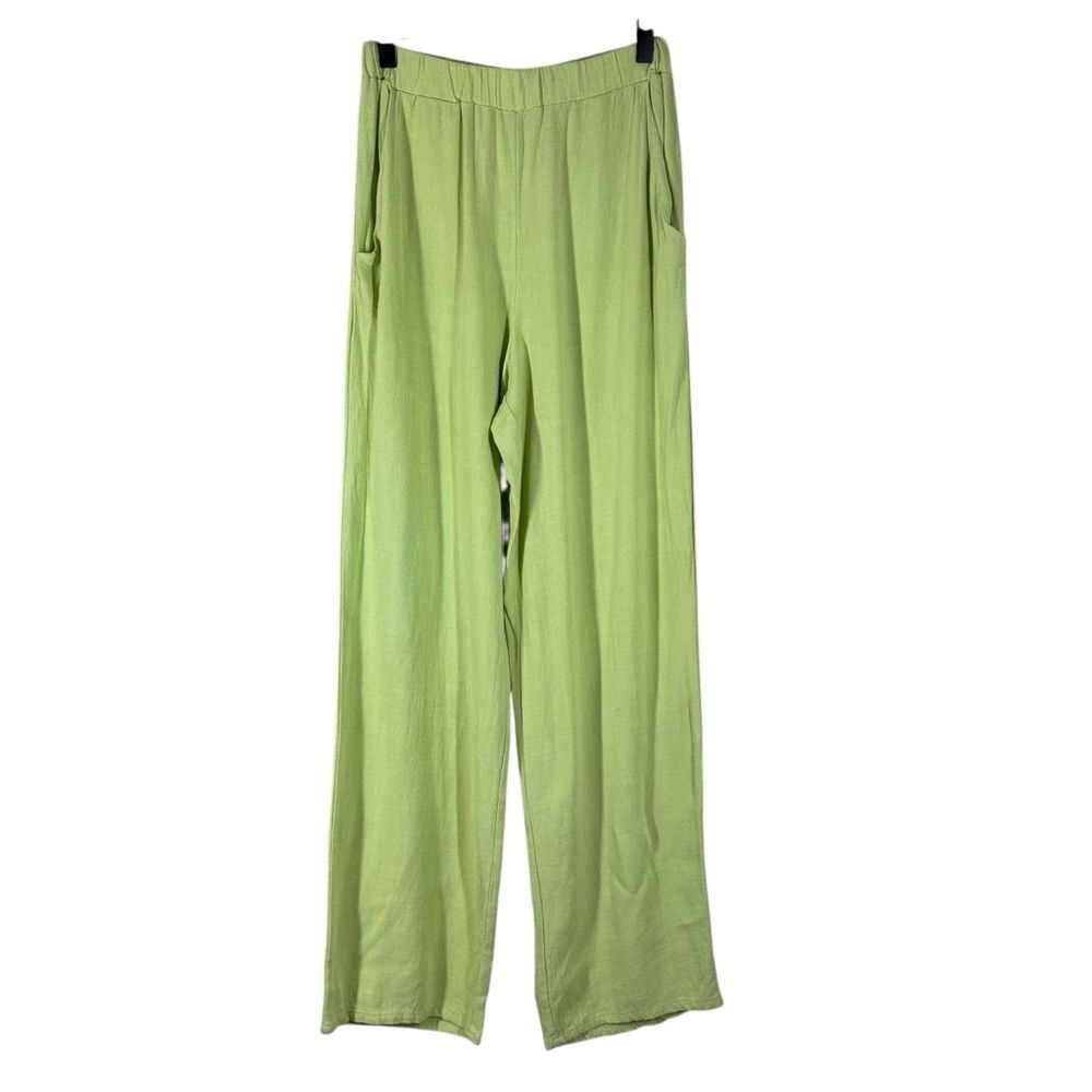 Lisa Says Gah Women's Green Elastic Waist Meryl Linen Blend Pants Size Small